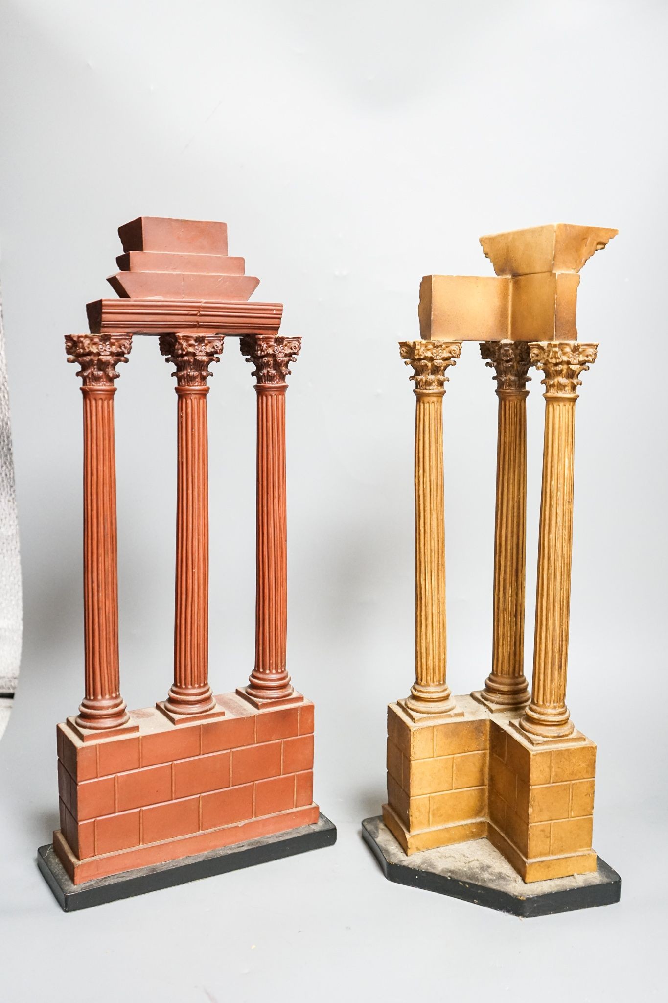 A reproduction resin model of temple of Castor and Pollux and another reproduction temple model (2) 44cm